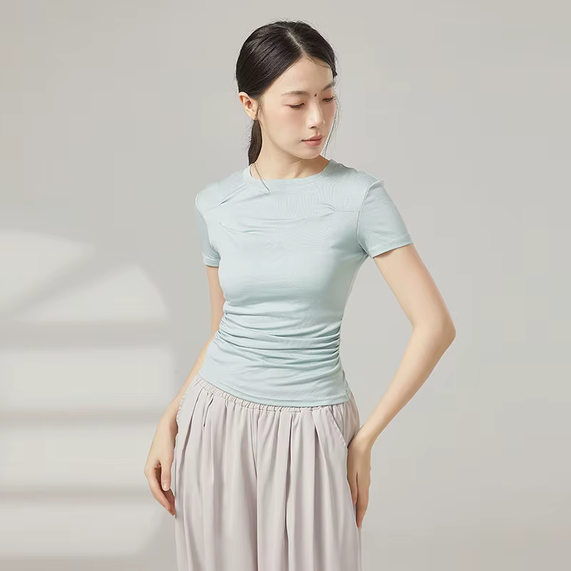 T-Shirt de danse classique pour femmes, doux et respirant, manches courtes, collants de danse modern