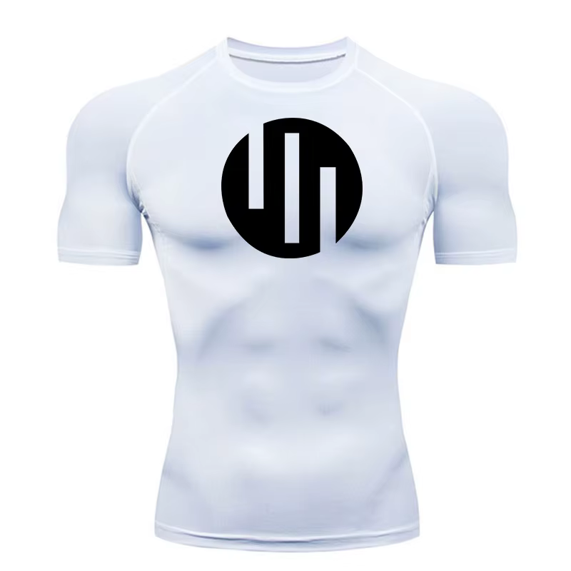 T-shirt de course à manches courtes blanc pour hommes, chemise de compression, séchage rapide, prote