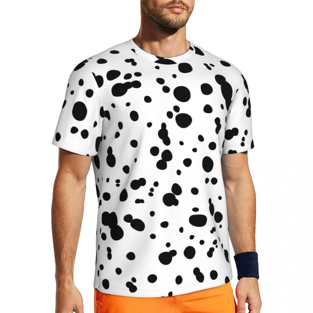 Taches dalmatiennes imprimer course t-shirt points d'animaux Hippie t-shirts hommes Style de rue t-s