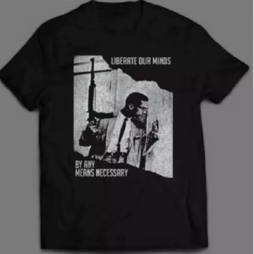 T-shirt à motif Malcolm X pour hommes, citation « Free Our Minds By Any Means Necessary », décontrac