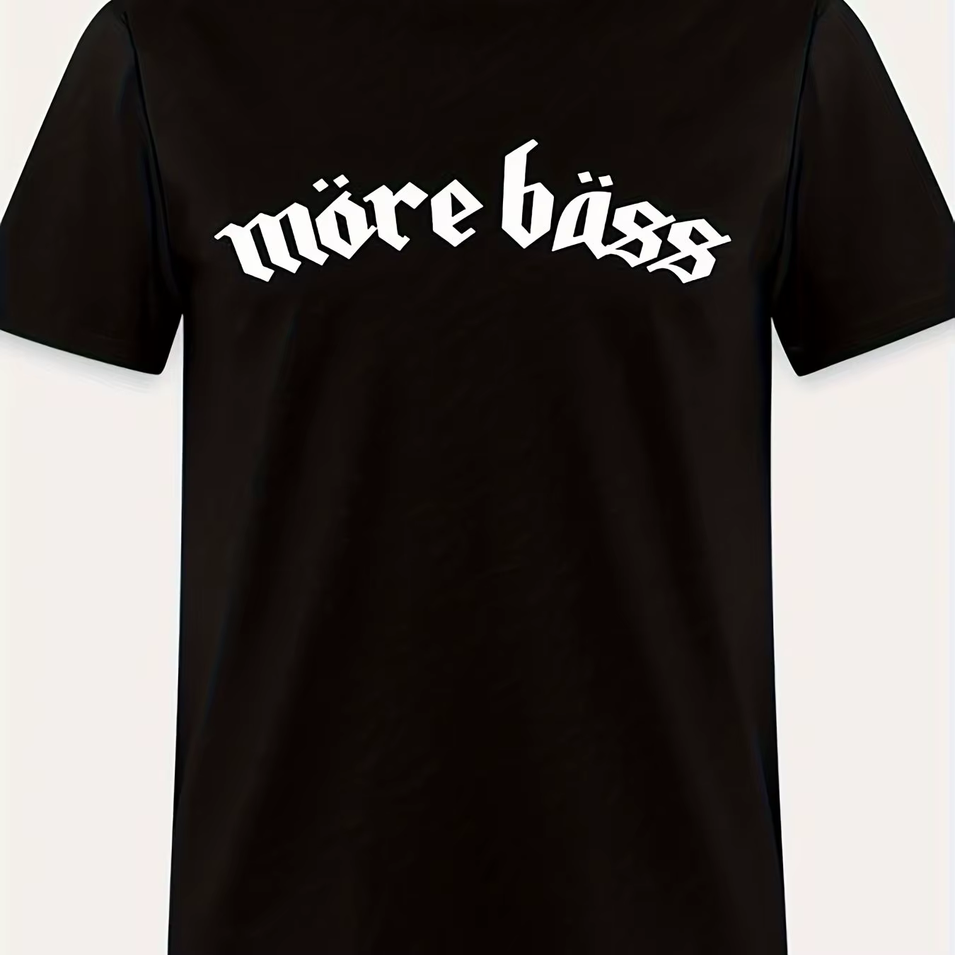 T-shirt en coton pour homme MORE BASS avec imprimé graphique de police gothique, motif musique Heavy