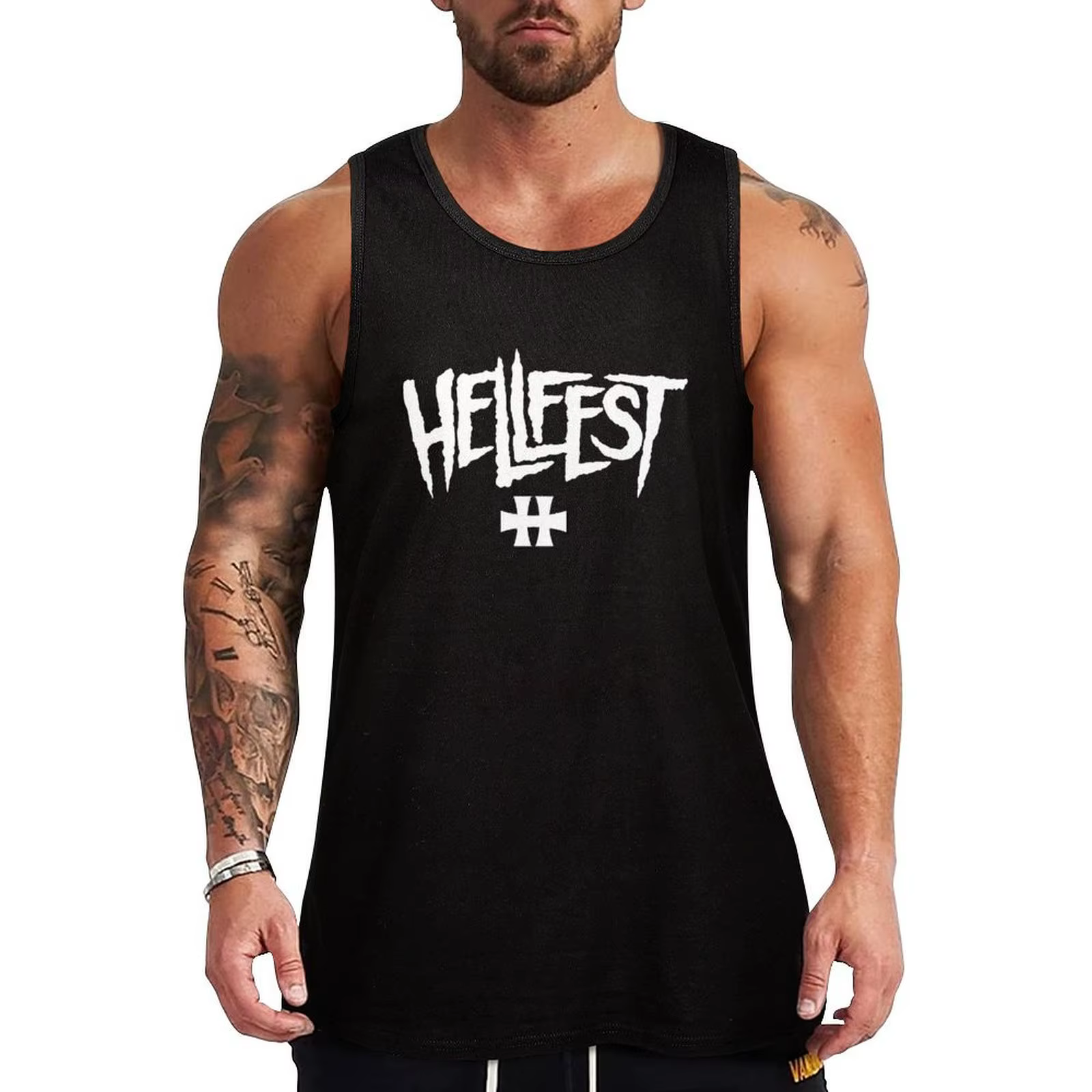 Hellfest 2 T-shirt classique Tank Top Muscle Fitness Tank Top sans manches pour entraînement athléti