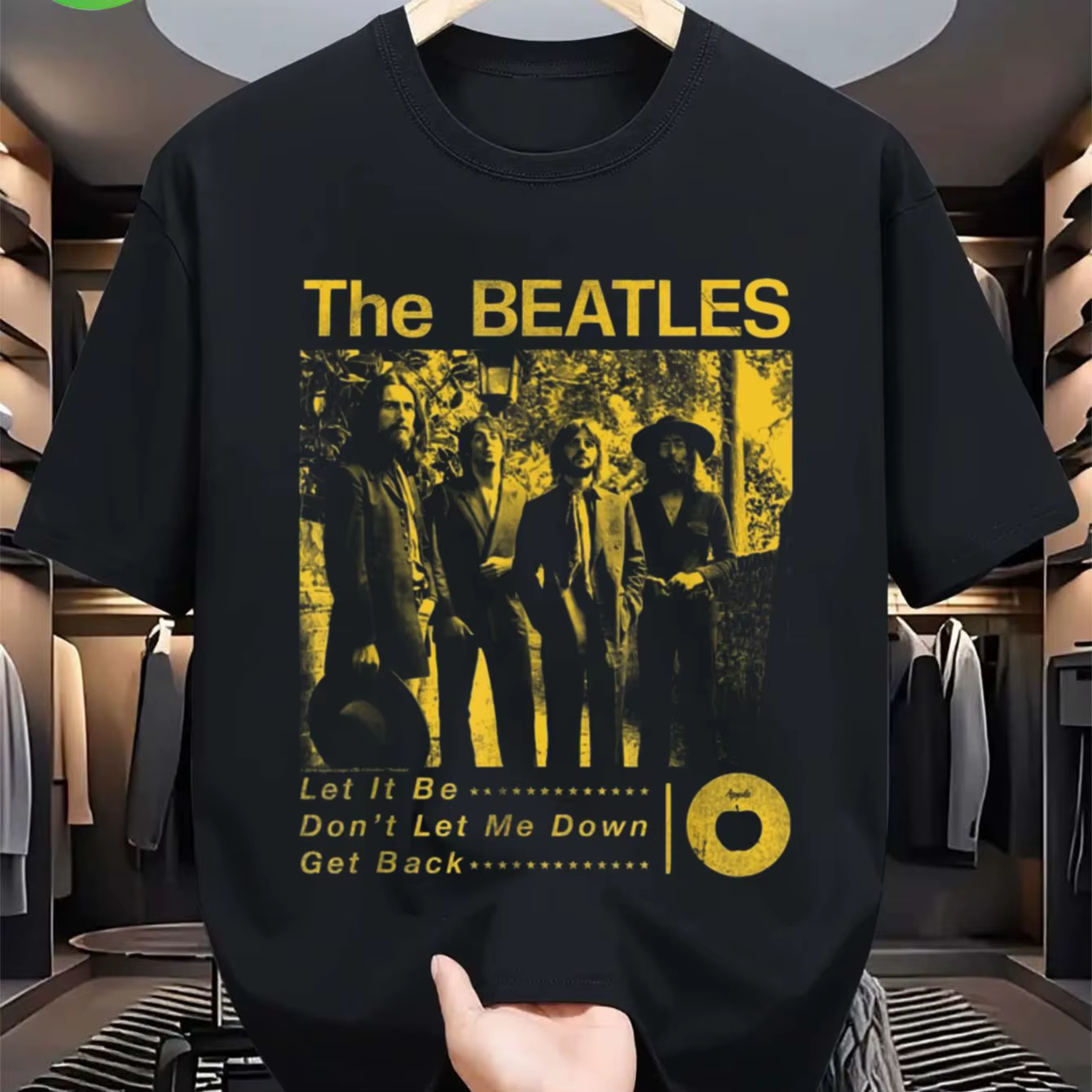 T-shirt graphique vintage pour homme avec l'image des Beatles - Chemise musicale rétro épaisse et su