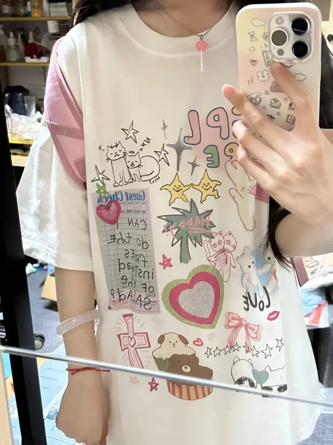 T-shirt coupe ample imprimé dessin animé, haut décontracté pour hommes et femmes, mode Y2k, vêtement