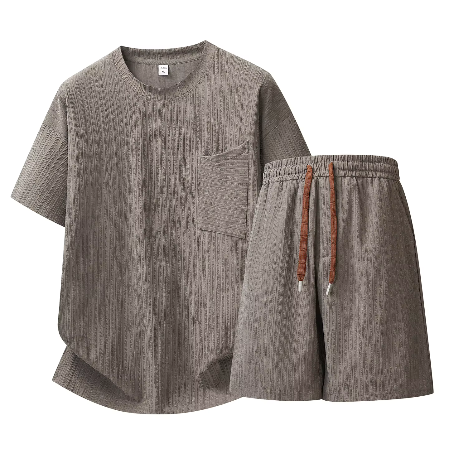 【Top 5-Point Pants】Ensemble T-shirt pour homme, mode d'été, col rond, sport, décontracté, cyclisme,