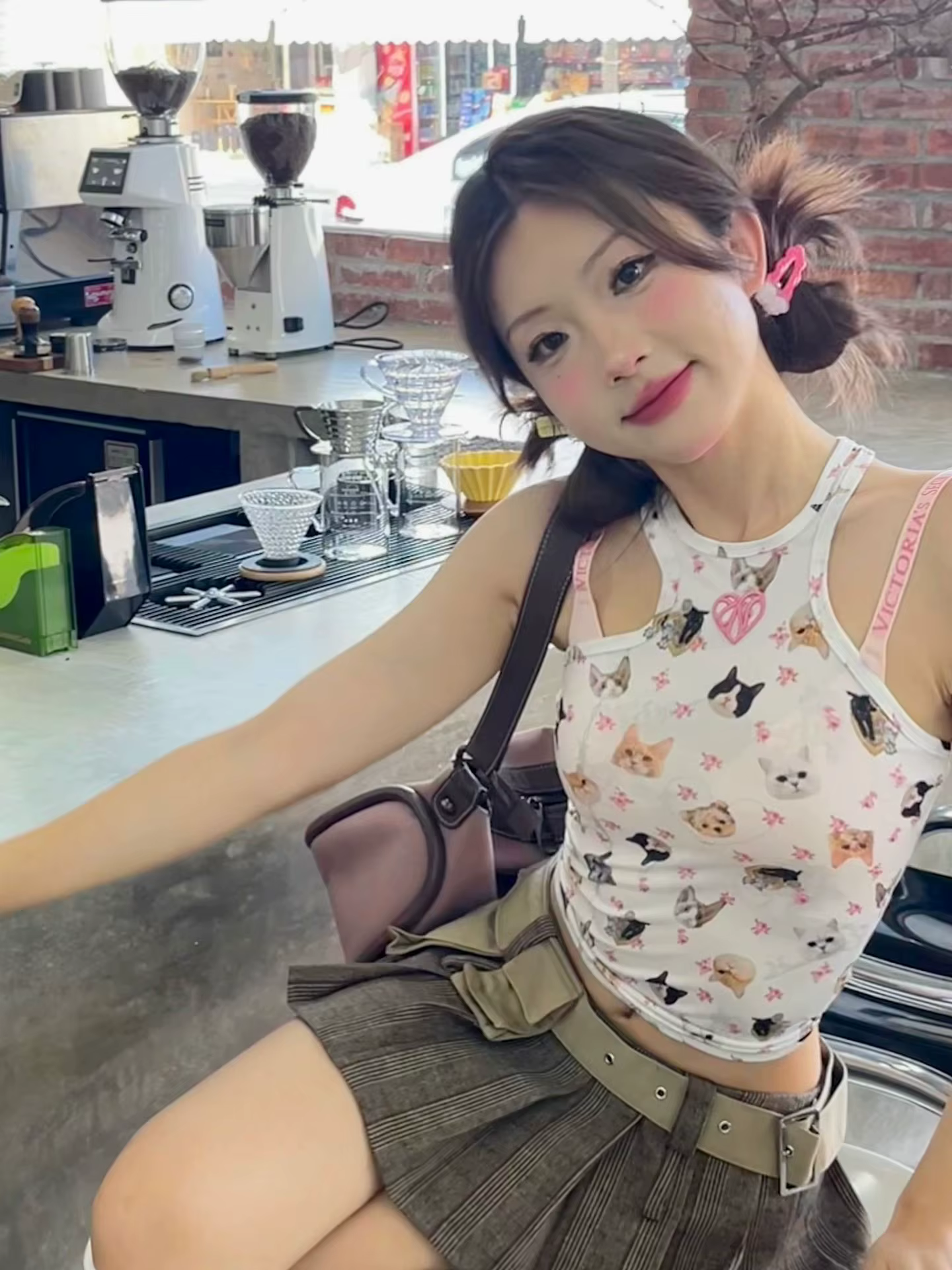 Ganayooa-Crop rétro imprimé chat vintage pour femmes, débardeurs skinny japonais des années 2000, pr