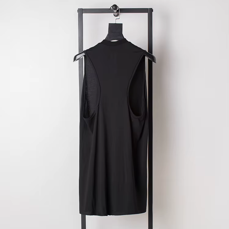 Dark RICK RO Style coton haute rue hommes couleur unie petit col épaules dénudées grand en forme de