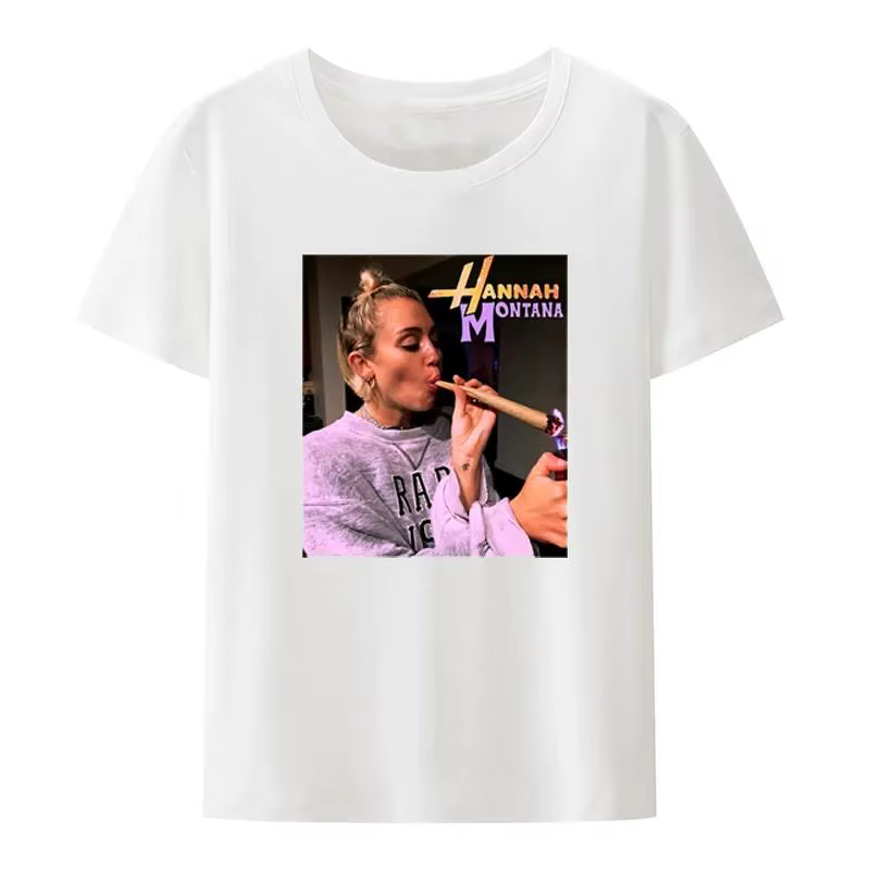 Ethan Peters Hannah Montana marijuana camiseta femenina rap singer Miley Cyrus camiseta graphique