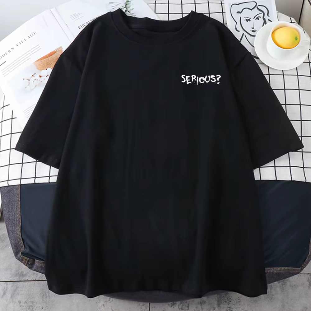 Paroles créatives sérieux imprimé femme T-Shirts simple s-xxxl T-Shirts rétro respirant à manches co