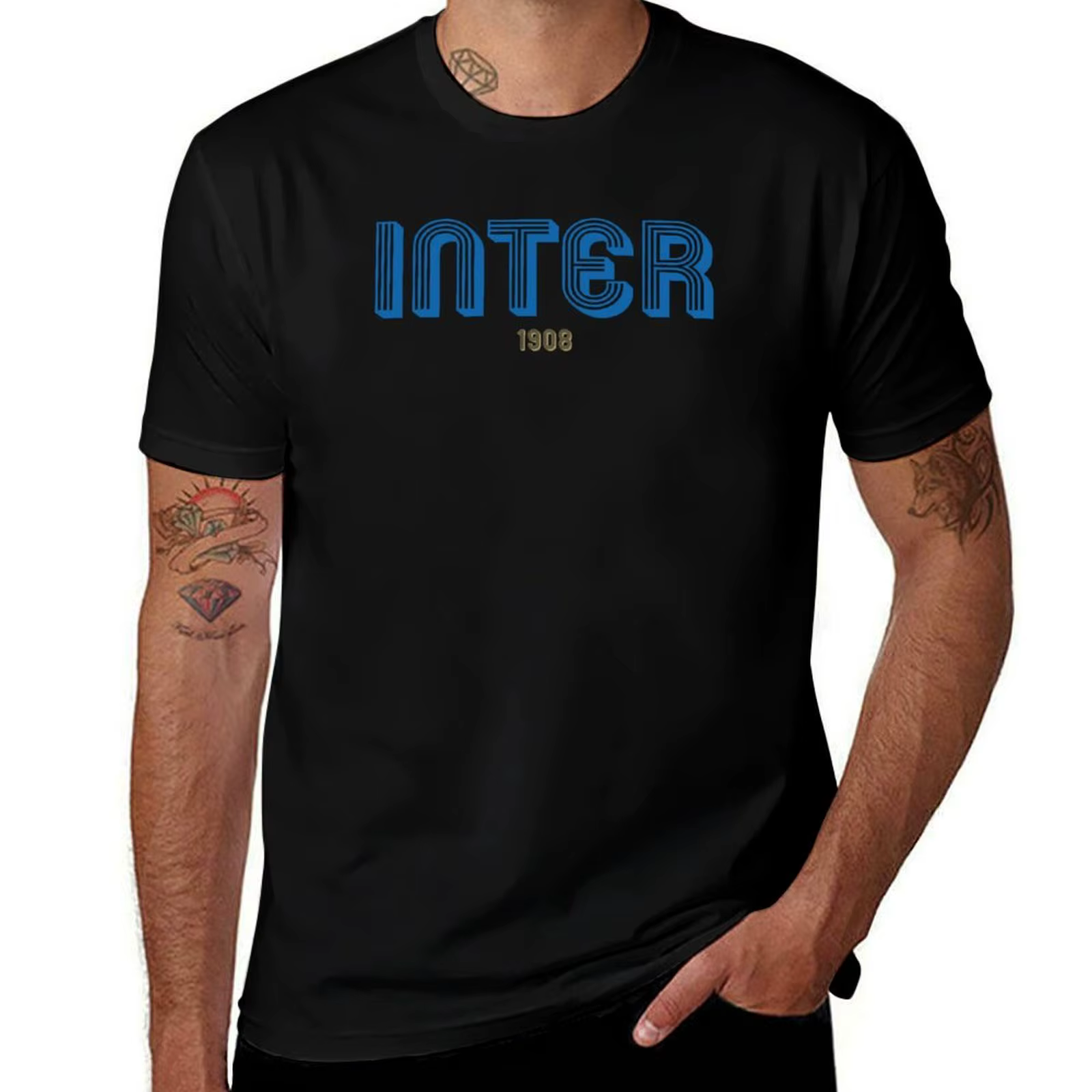 INTER T-Shirt homme T-Shirt coton haute qualité essentiel T-Shirt