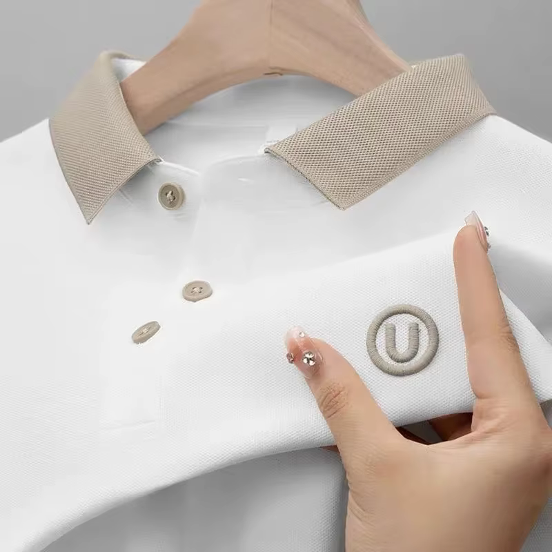 Nouveau Polo Homme Été 2025 de Haute Qualité à Manches Courtes, T-shirt Décontracté Respirant avec B