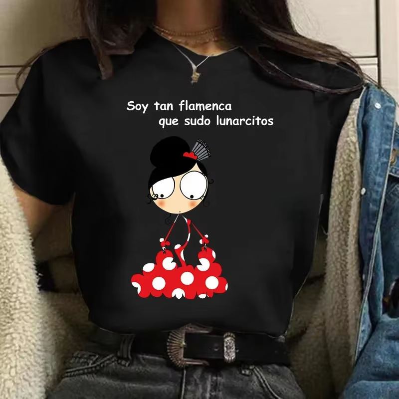 Femmes T-shirts Harajuku hauts chemises à manches courtes talon haut imprimé Flamengo danse T-shirts