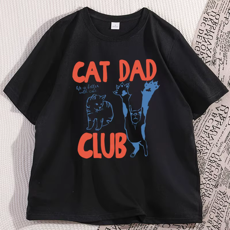 Chat papa T-Shirt drôle hommes décontracté chat papa Club T-Shirt drôle chat amant animal de compagn