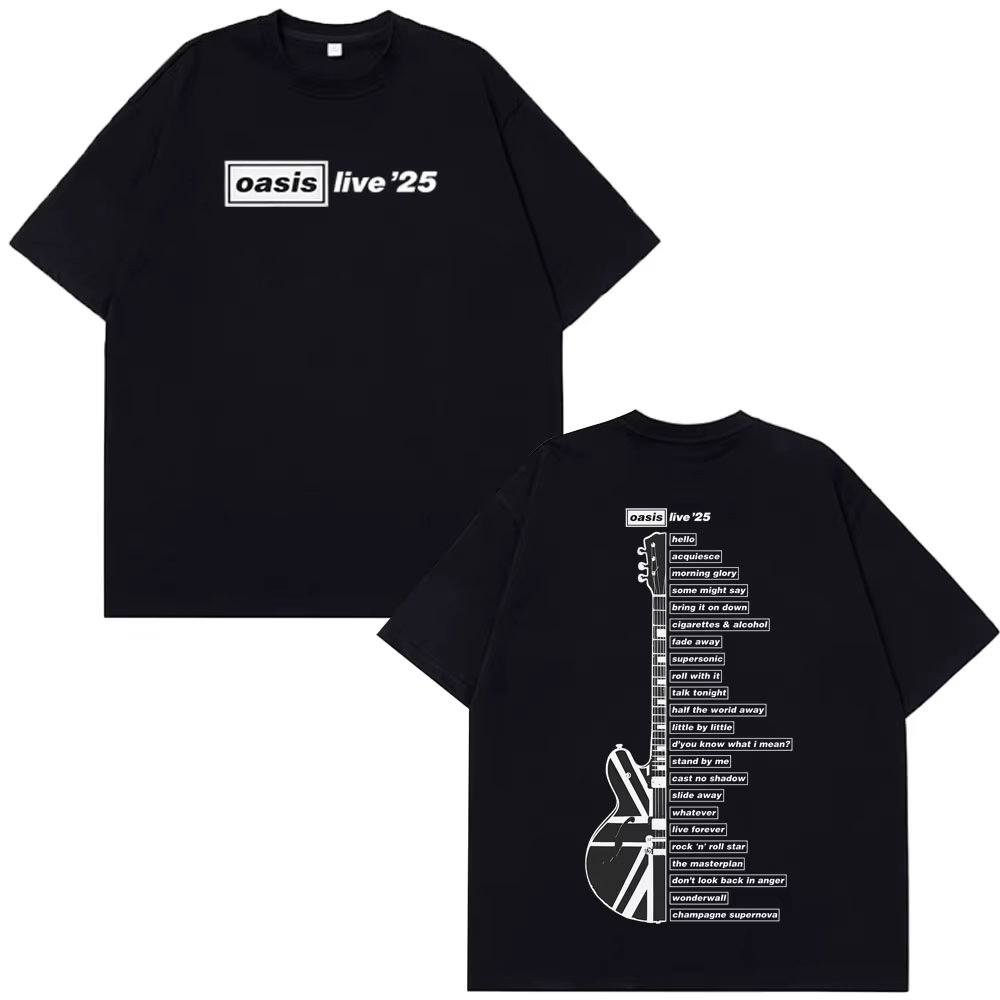 Oasis Live '25 Wembley Tour t-shirt Fan Merch haut d'été hommes surdimensionné Hip-hop mode T-shirts