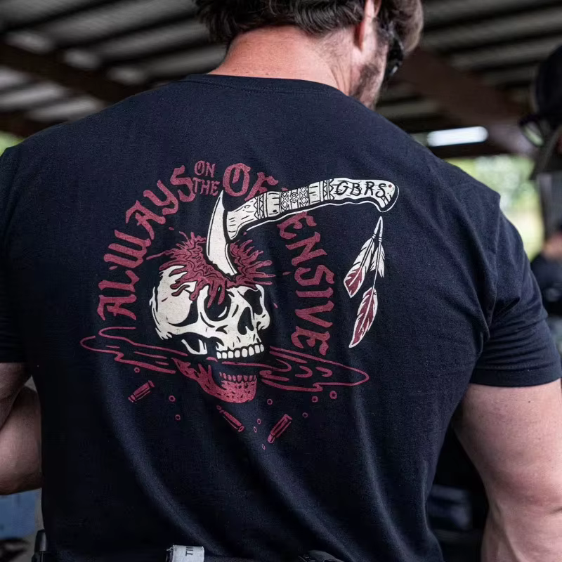 T-Shirt rétro avec slogan classique « Always on The Offensive », marque tactique militaire, en coton