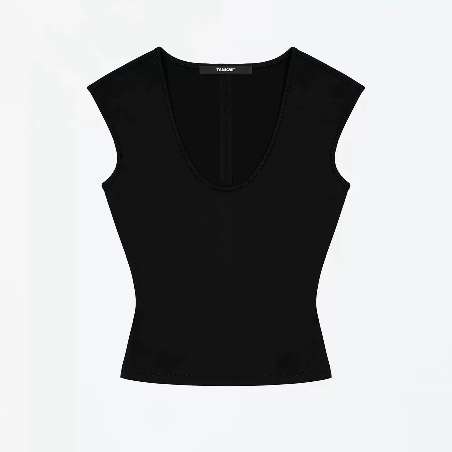 T-shirt moulant pour femme Tank, col en U large, coupe ajustée, top cintré à la taille, idéal pour p