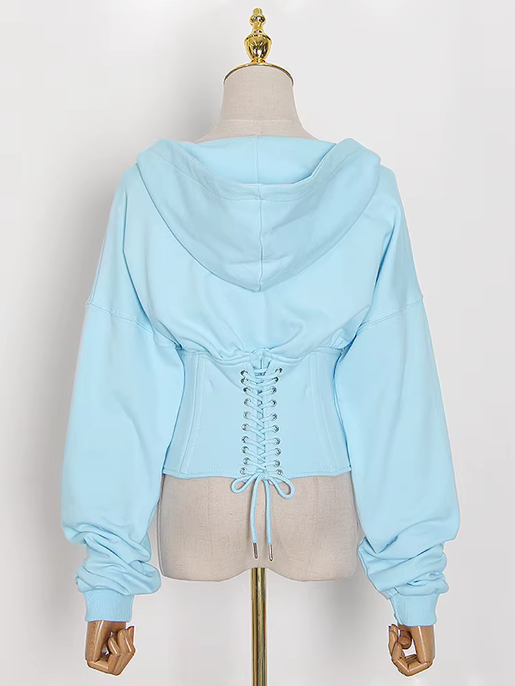 TWOTWurea YLE-Sweat-shirt à Capuche et Manches sulfpour Femme, Couleur Unie, Style Coréen, Simple Bo