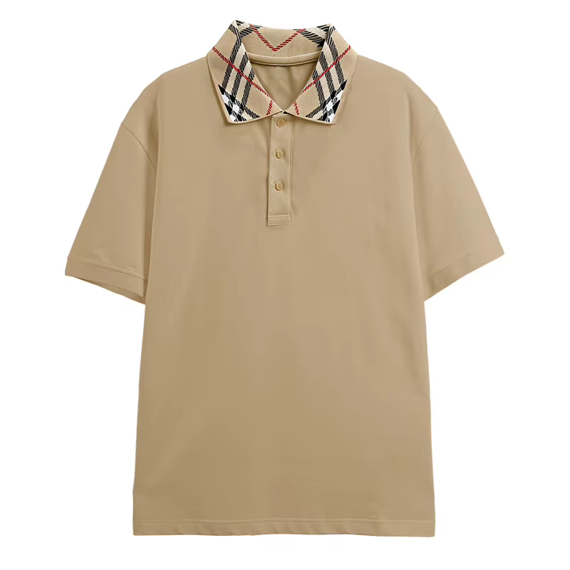 Polo tendance rétro à carreaux pour homme, haut de gamme, color block, col rabattable, respirant, ma