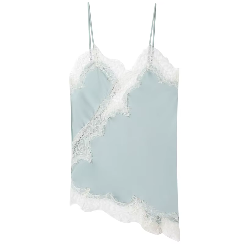 HXAO 2025 femme asymétrique haut à bretelles femmes Sexy noir jaune bleu haut dentelle réservoirs et