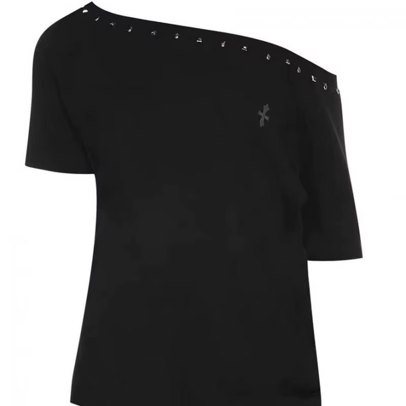 Seeslim noir épaules dénudées croix femmes T-shirt à manches courtes 2000s vêtements Y2k été hauts t