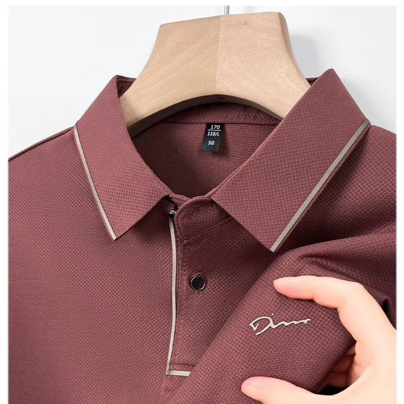 Polo pour hommes sans couture Premium luxe Cool tissu affaires décontracté Golf coupe ajustée chemis