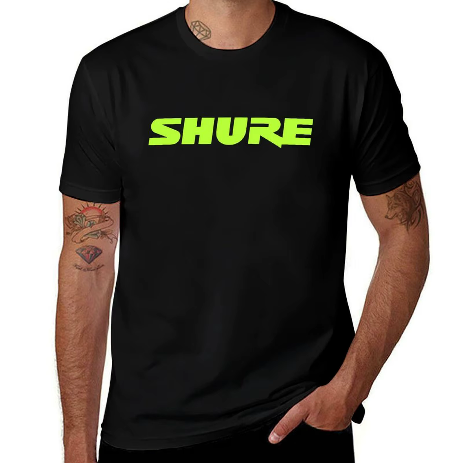 Shure-T-shirt graphique vintage pour hommes, vêtements vintage, chemise graphique, t-shirts noirs un