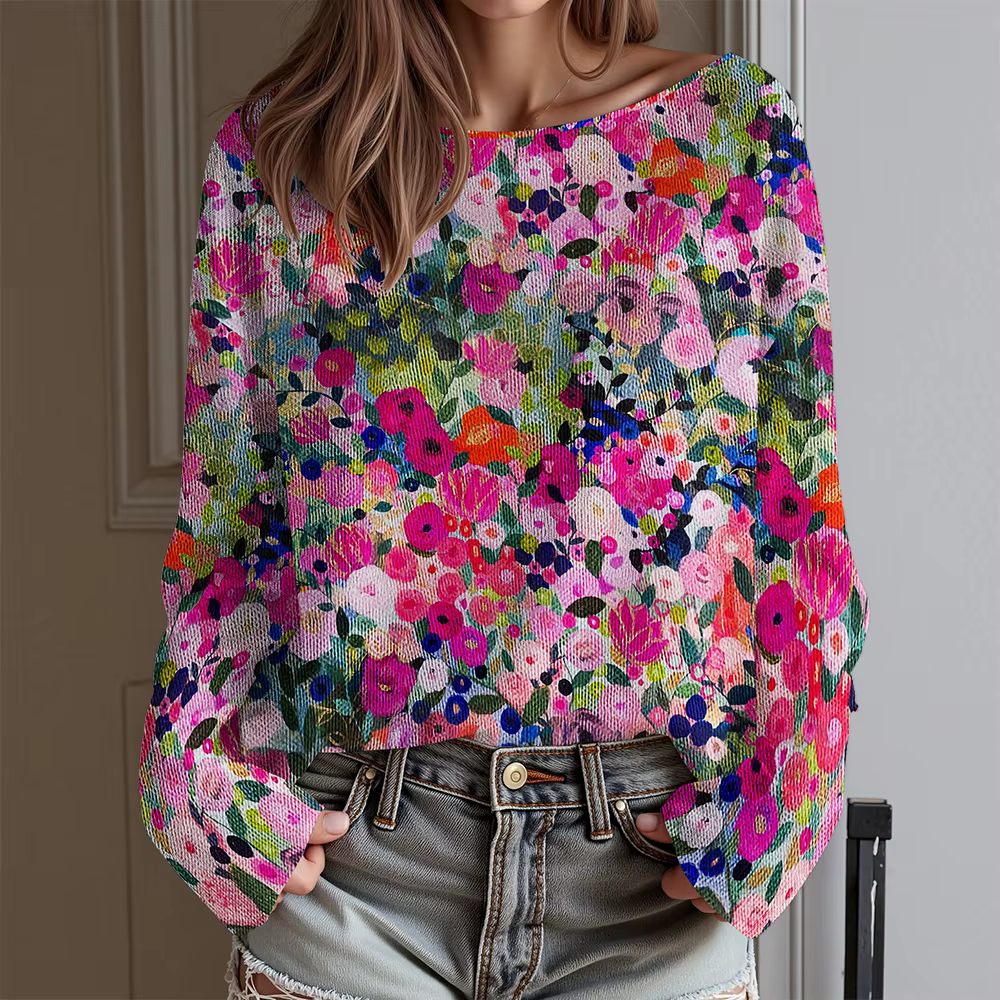 T-Shirt à manches longues pour femmes, motif géométrique coloré, haut de Style ethnique pour Festiva