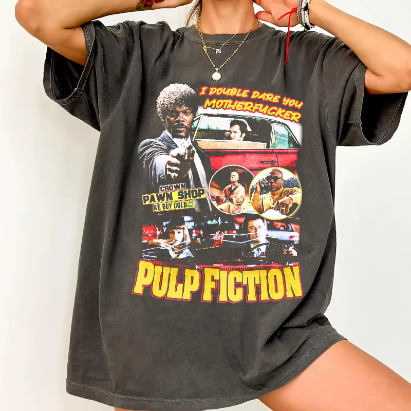 T-shirt Pulp Novel, T-shirt Film Rétro, T-shirt Femme, T-shirt Unisexe Décontracté Mode Été