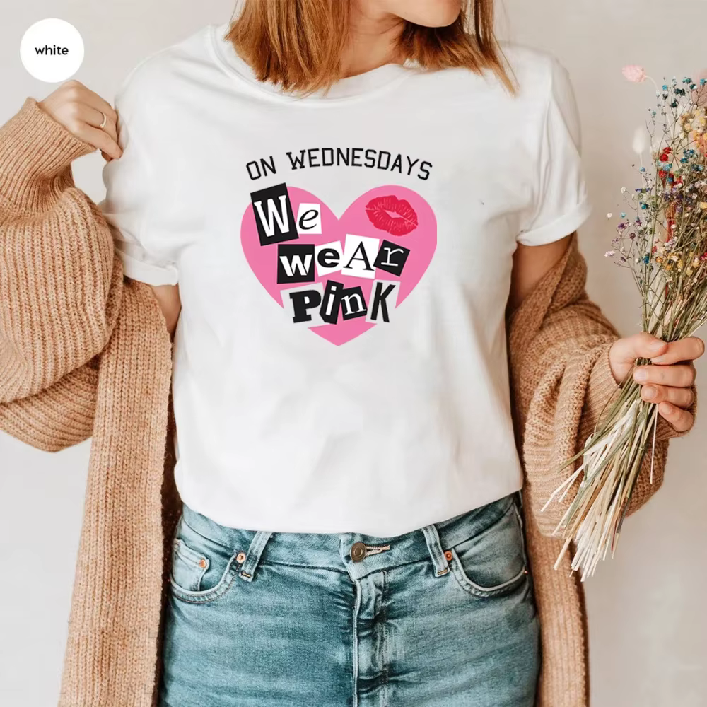 Les mercredi nous portons un T-Shirt rose pour adultes, nouveau cadeau drôle, T-Shirt d'été pour fem