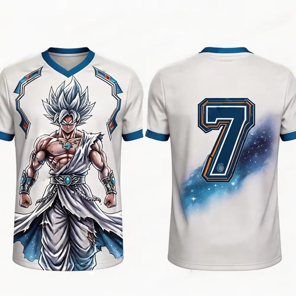 T-shirt respirant à imprimé 3D sur le thème du football Real Madrid N°7 Dragon Ball Sun Wukong « Ult