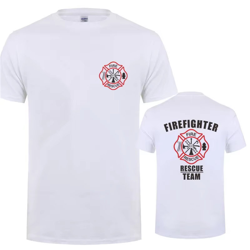 Pompier équipe de sauvetage t-shirt hommes T-shirts pompier T-shirts à manches courtes homme hauts p