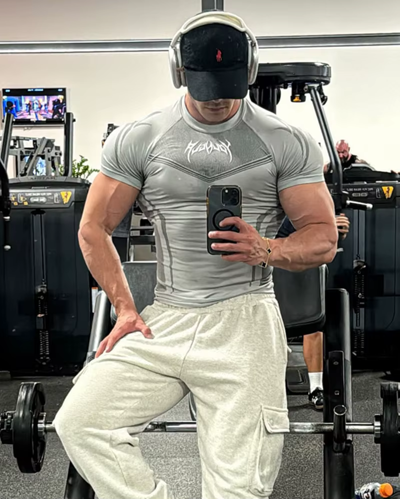 T-shirt de compression à manches courtes pour homme, imprimé tribal, hauts d'entraînement respirants