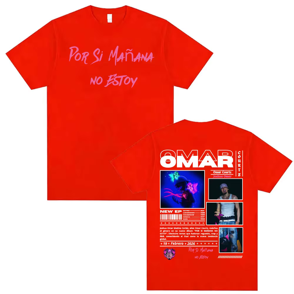 T-shirt graphique Omar Courtz Por Si Manana No Estoy 2026 Tour, mode masculine, style Harajuku rétro