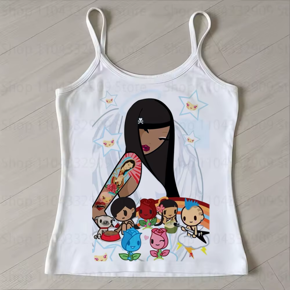T-shirts Emo pour filles, hauts gothiques à imprimé féerique, t-shirts slim vintage punk pour filles