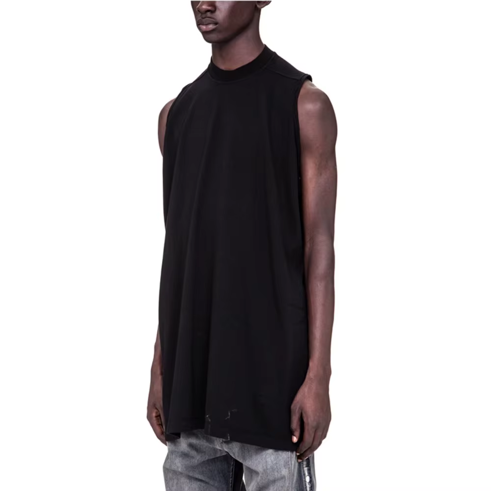 Dark RICK RO Style coton haute rue hommes couleur unie petit col épaules dénudées grand en forme de