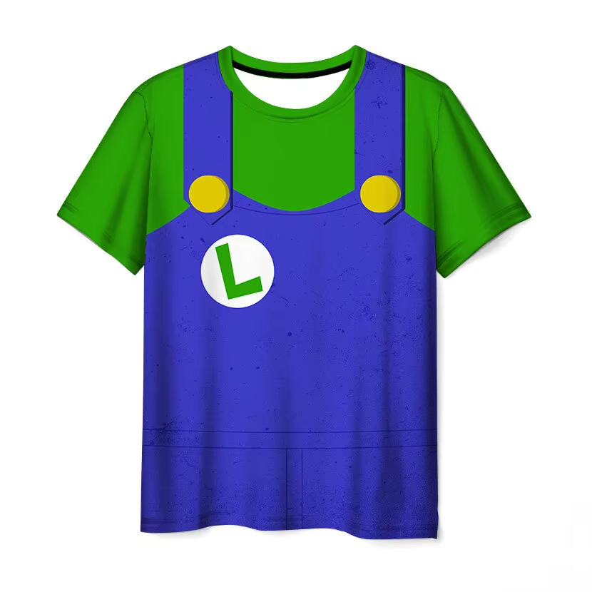 Nouveau T-shirt Cosplay Super Mario Bros Imprimé 3D Décontracté à Manches Courtes pour Hommes, Femme