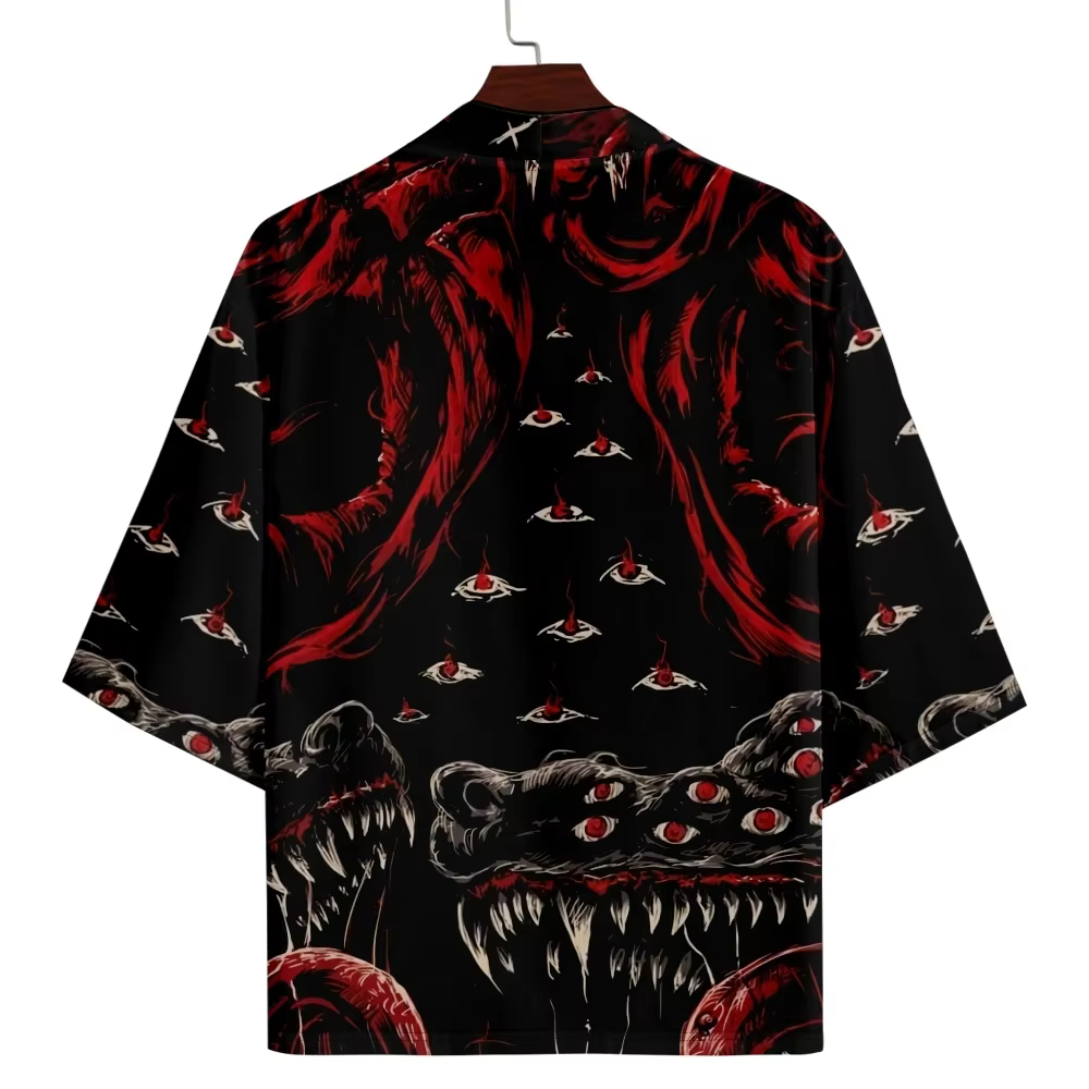 Nouvelle tendance mode hommes décontracté Kimono démon oeil impression hommes traditionnel Kimono qu