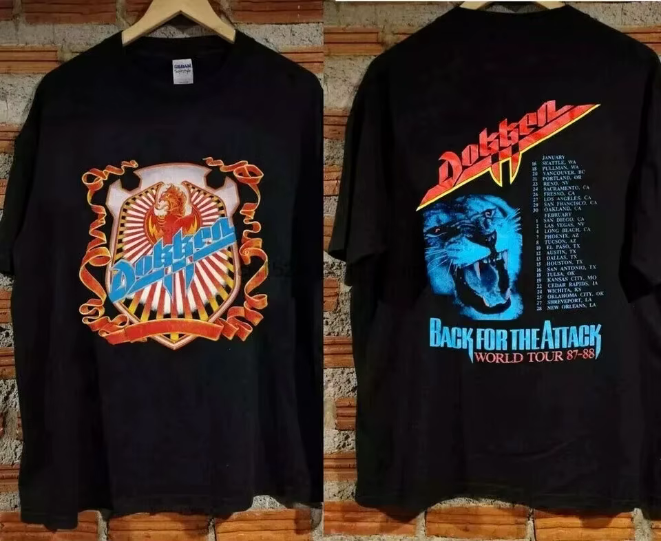 T-shirt Dokken Back For The Attack Tour vintage 1987