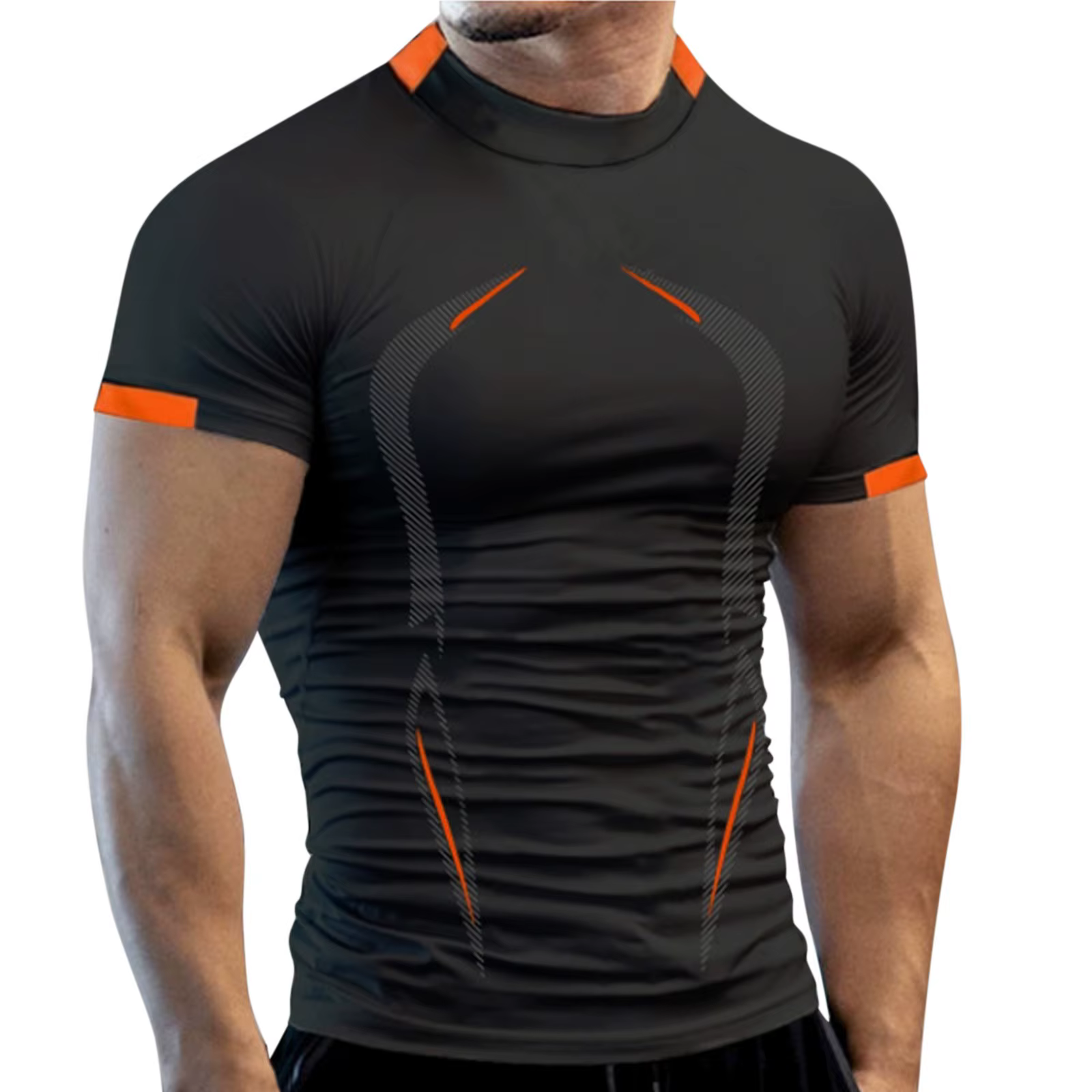 T-shirt respirant pour hommes, à séchage rapide, pour Jogging, entraînement, Fitness, course à pied,