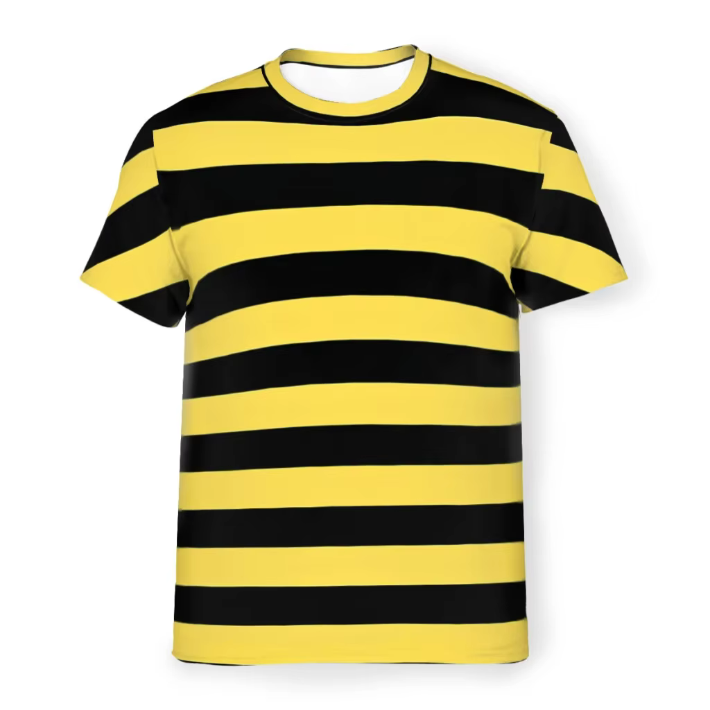 T-shirt personnalisé à rayures abeilles noires et jaunes pour hommes, femmes, garçons, adultes, enfa