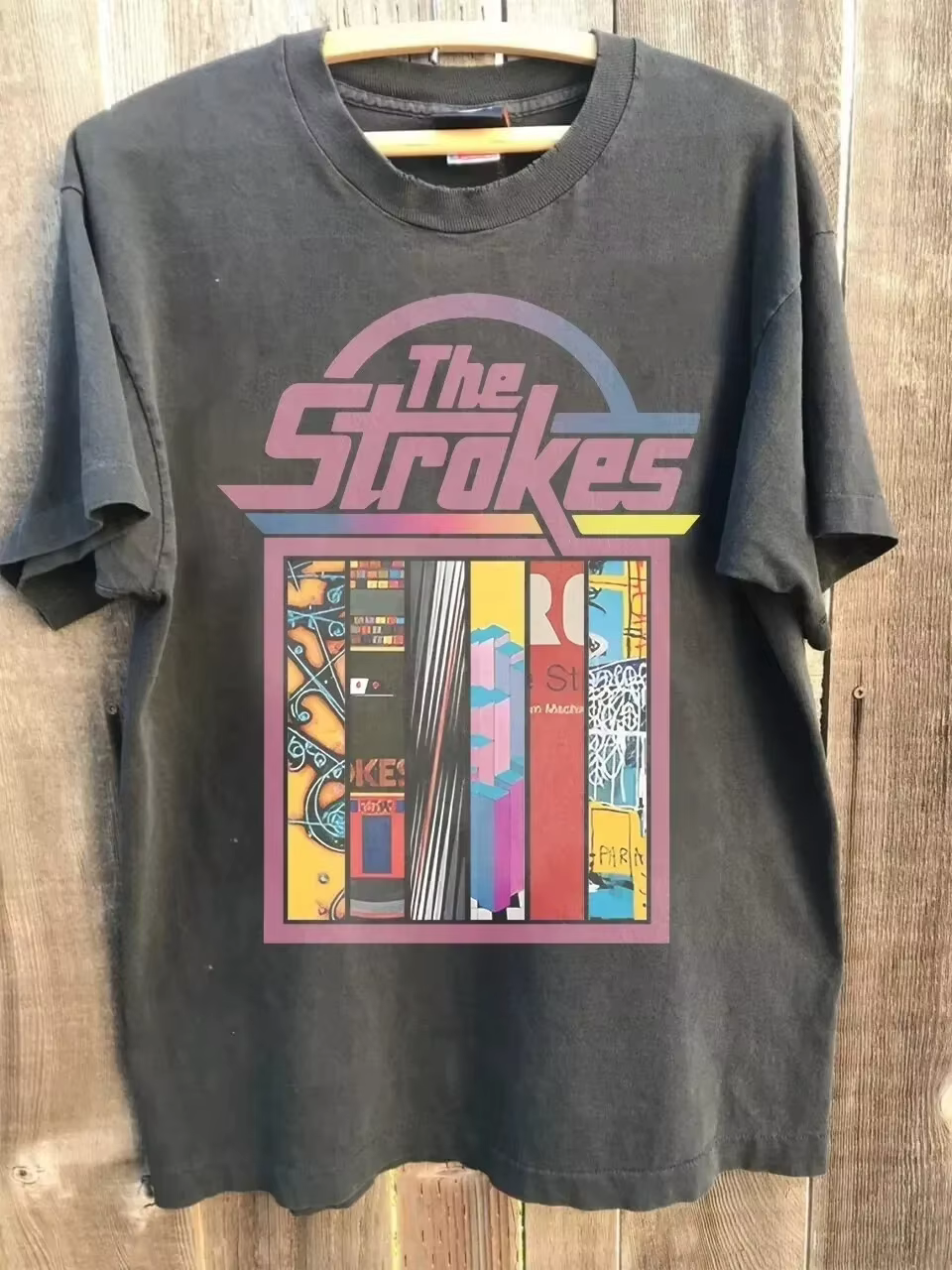 T-shirt gris anthracite avec couverture d'album The Strokes Band, taille S-4XL, décontracté, pour to