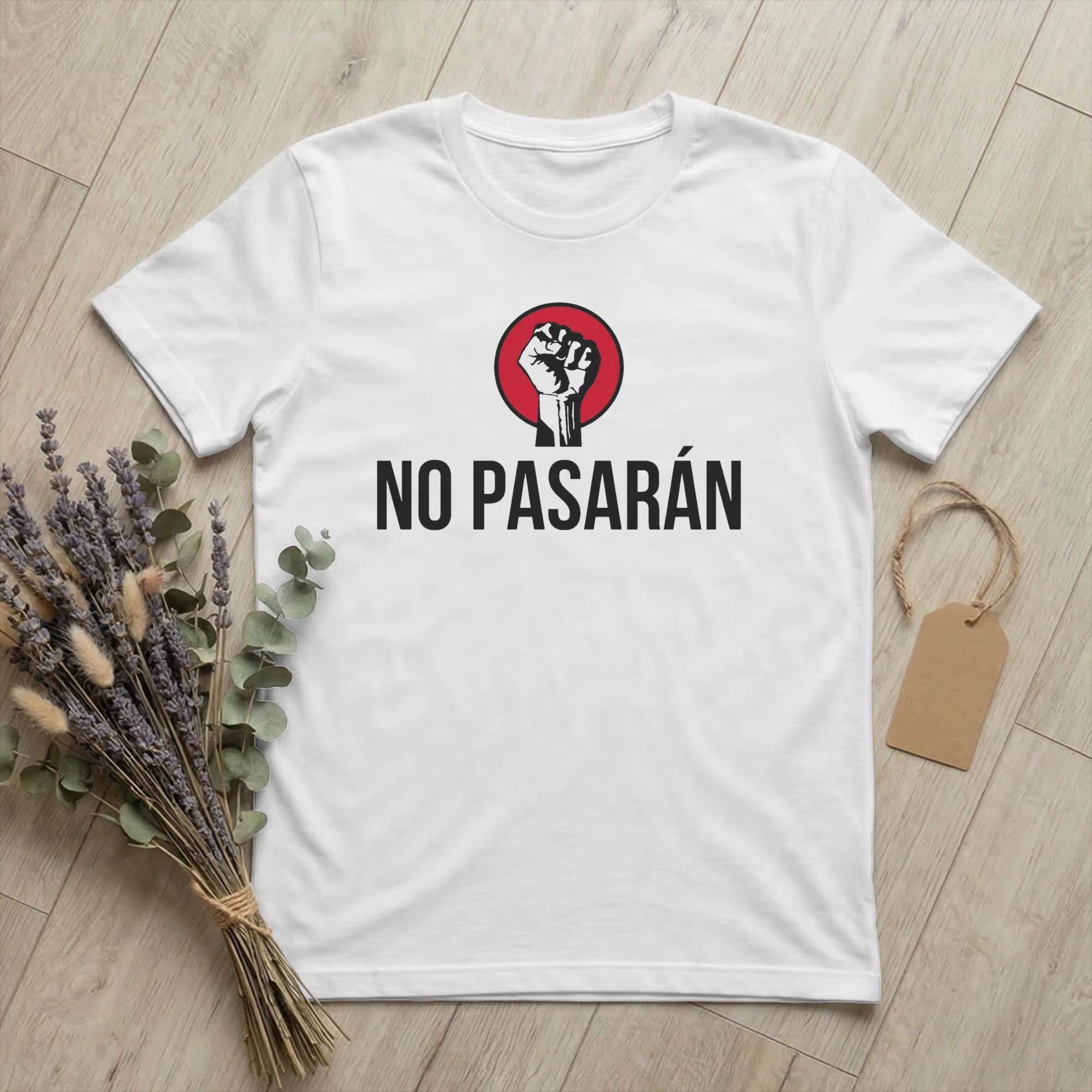 T-shirts amusants No Pasaran Antifascista Resist 2026 pour hommes, col rond, en coton, à manches cou