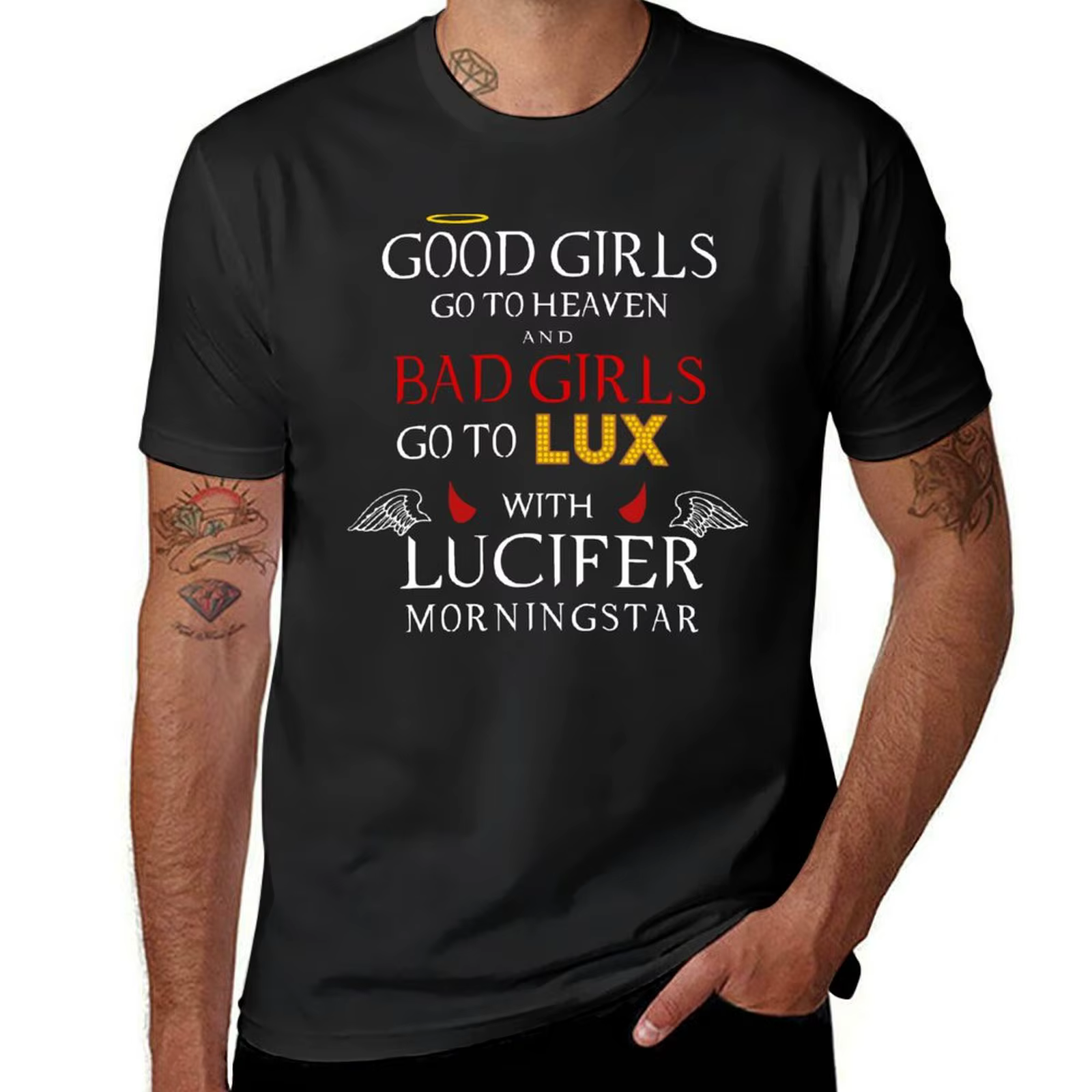 Lucifer-T-shirt avec citation humoristique pour hommes, Bad Girls, Go To Lux, Lucifer MorFight star,