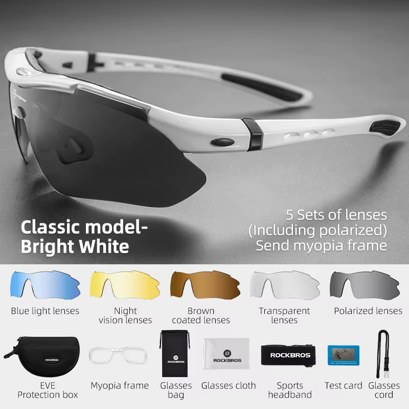 ROCKBROS Polarisées Sport Hommes Lunettes De Soleil Route Vélo Lunettes De Vélo De Montagne Vélo Équ