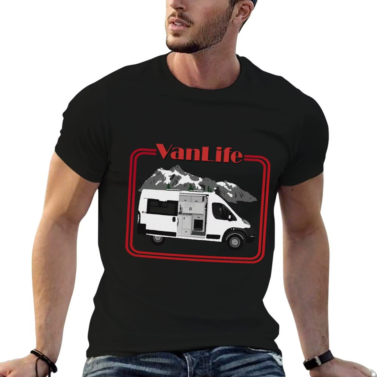 T-shirt VanLife en coton, 100% humoristique, t-shirt homme, t-shirt anime
