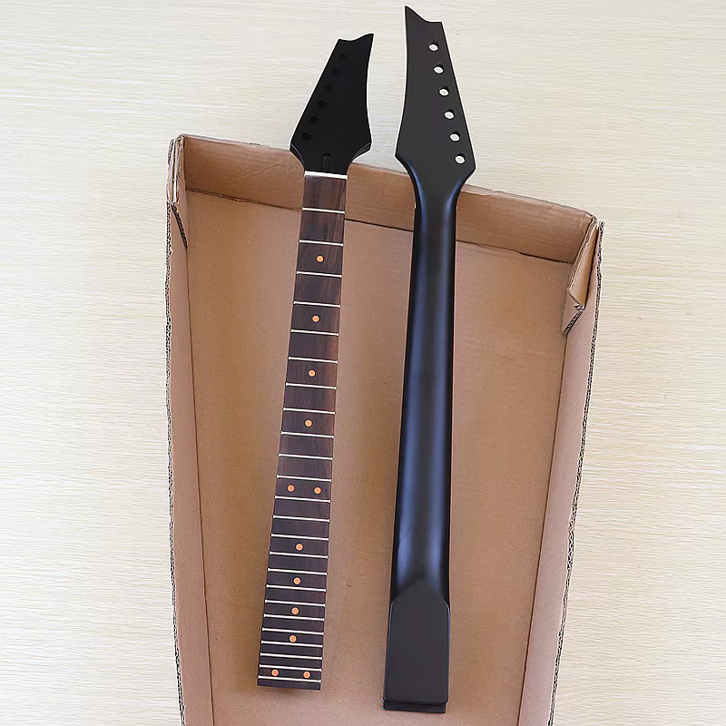 Manche de guitare électrique en érable canadien 6 cordes, tête noire, 24 frettes, points de position