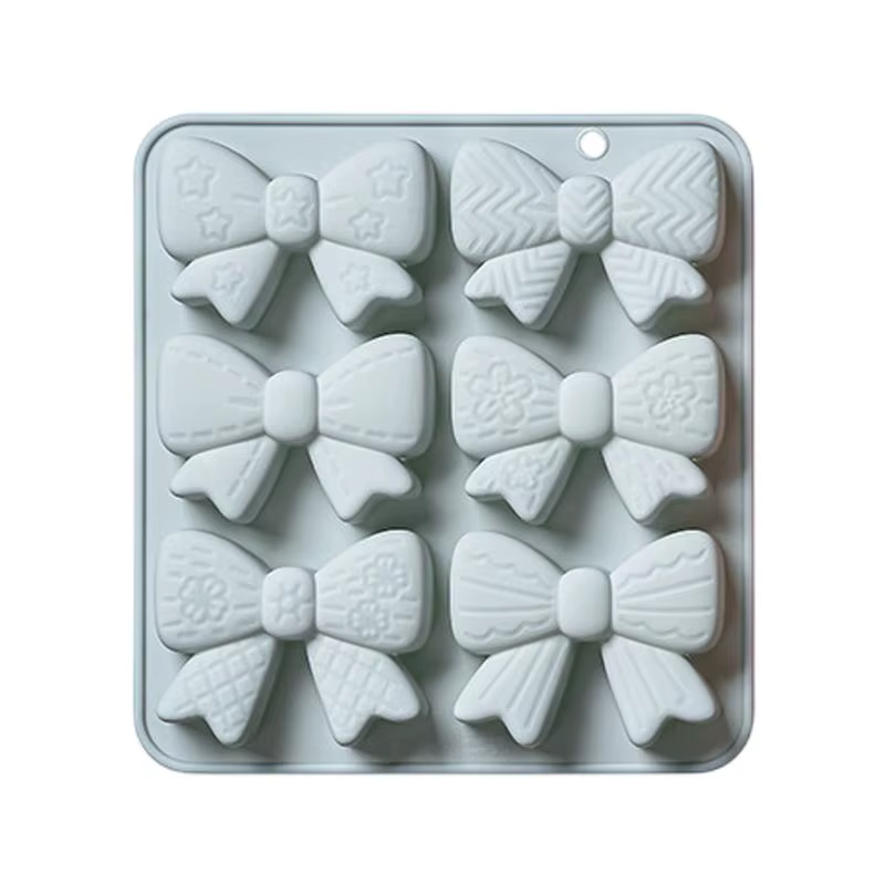 Moule en silicone pour chocolat en forme de nœud, 6 cavités, mini-moule à bonbons en forme de nœud,