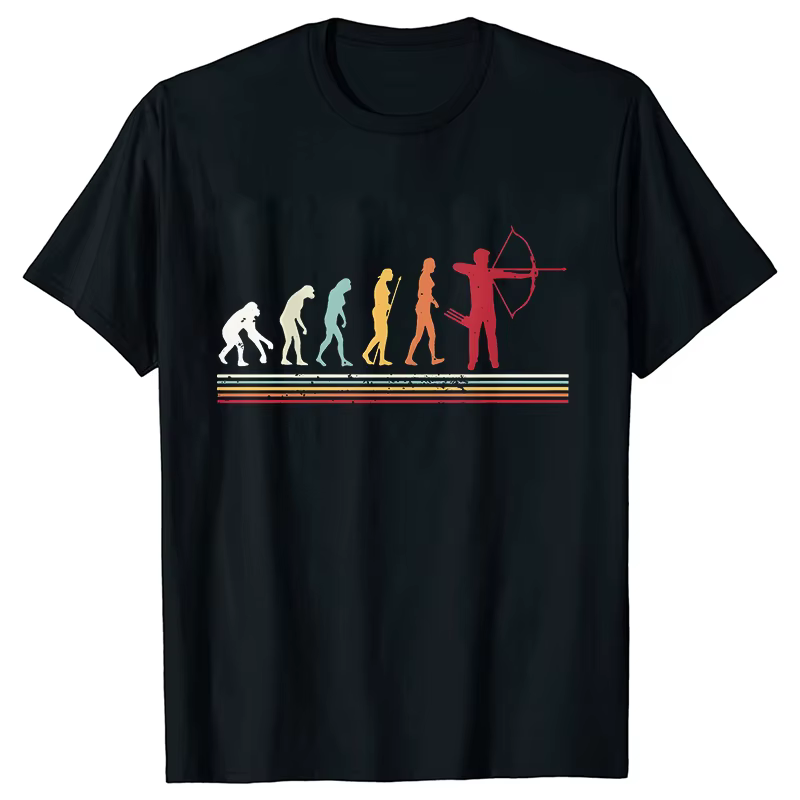 T-shirt évolution tir à l'arc pour hommes, été, chasse, arc flèches, drôle graphique, vêtements resp