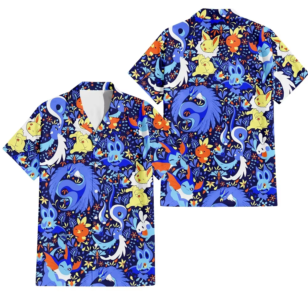 T-shirt hawaïen pour hommes 3D amusant dessin animé imprimé animal hommes été plage ample surdimensi