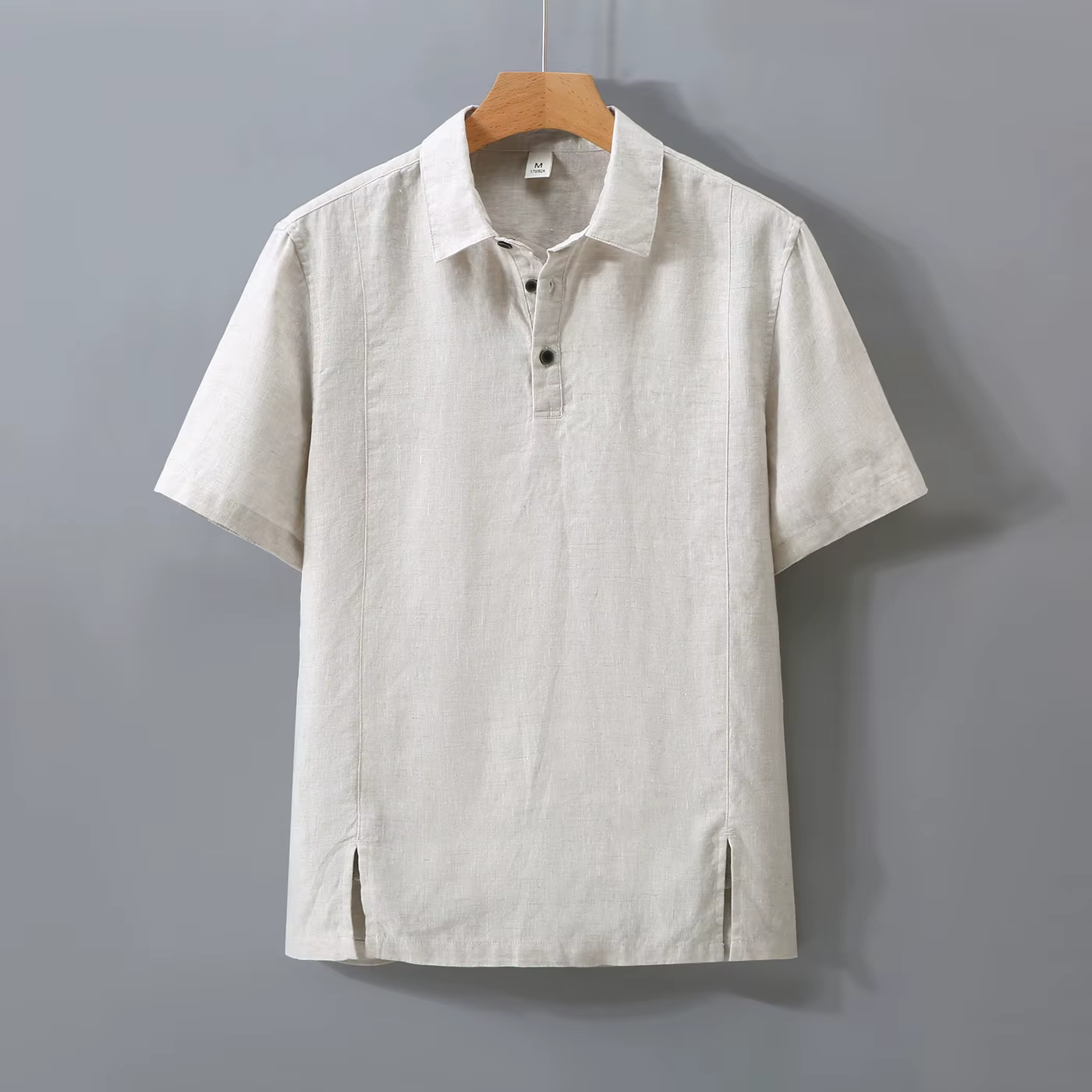 1517 Polo-shirt à manches courtes 100% lin de bonne qualité pour homme, mode estivale, style japonai